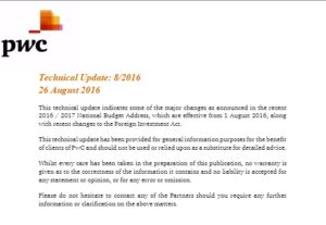PwC Technical Update – August 2016