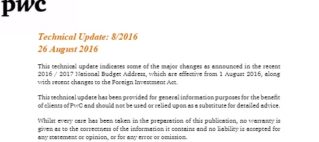 PwC Technical Update – August 2016