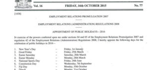 Public Holiday – Monday, 12 December 2016 – Prophet Mohammed’s Birthday