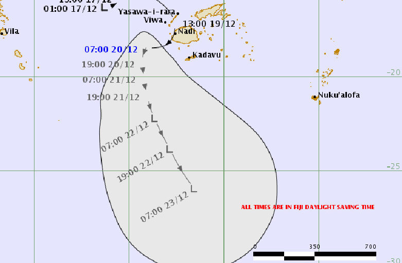 TROPICAL CYCLONE FORECAST TRACK MAP Tropical Low Tropical Cyclone Warning Number 20 issued 2017 UTC Monday 19 December 2016