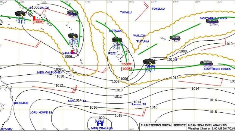 Low pressure over Fiji