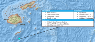5.4 magnitude earthquake hits South of Suva