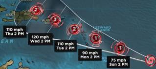 Tropical Storm Maria prompting a hurricane watch for areas battered by Hurricane Irma