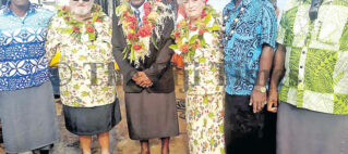 Tui Drola Ratu Manasa Naikasowalu, third from left, with owners of Nanuya Island Resort and guests at the launch of the Nanuya Island Resort traditional marine reserve. Picture: SITERI SAUVAKACOLO