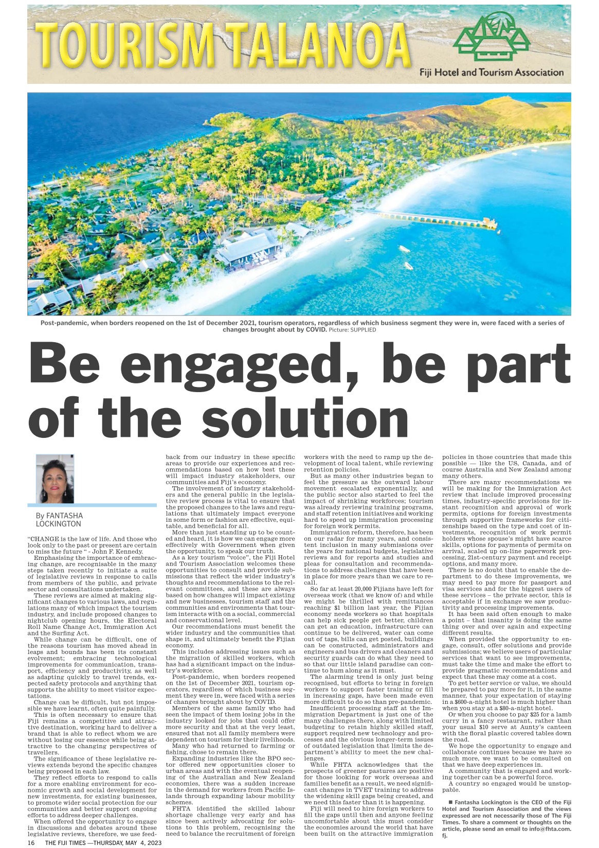 FHTA Media Releases & Tourism Features · Fiji Hotel and Tourism Association